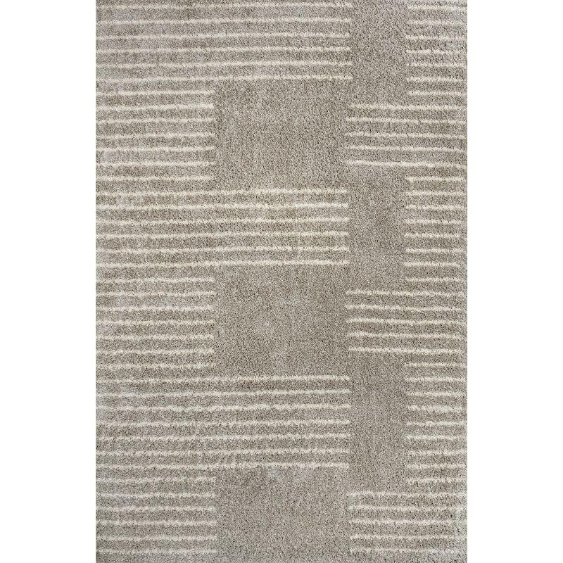 Petra Abstract Stripe Geometric Shag Area Rug - JONATHAN Y