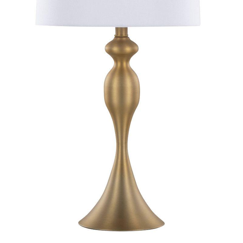 LumiSource (Set of 2) Ashland 27" Contemporary Metal Table Lamps Gold Metal with White Linen Shade from Grandview Gallery: Brushed Finish