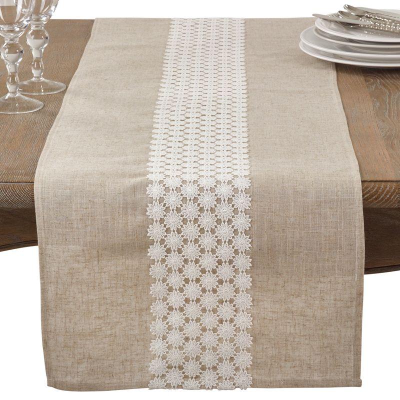 Natural Beige Lace Daisy Floral Table Runner