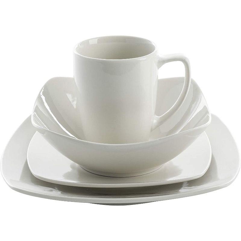 White Porcelain Square Dinnerware Set for 6