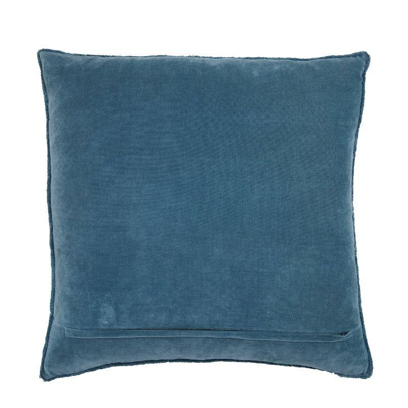 26"x26" Oversized Sunbury Down Square Throw Pillow Blue - Jaipur Living: Fringe-Trimmed, Art Deco, Cotton