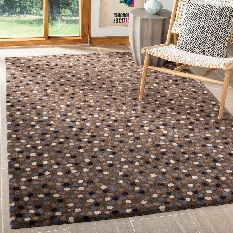 Dark Gray Polka Dot Hand-Tufted Wool Area Rug