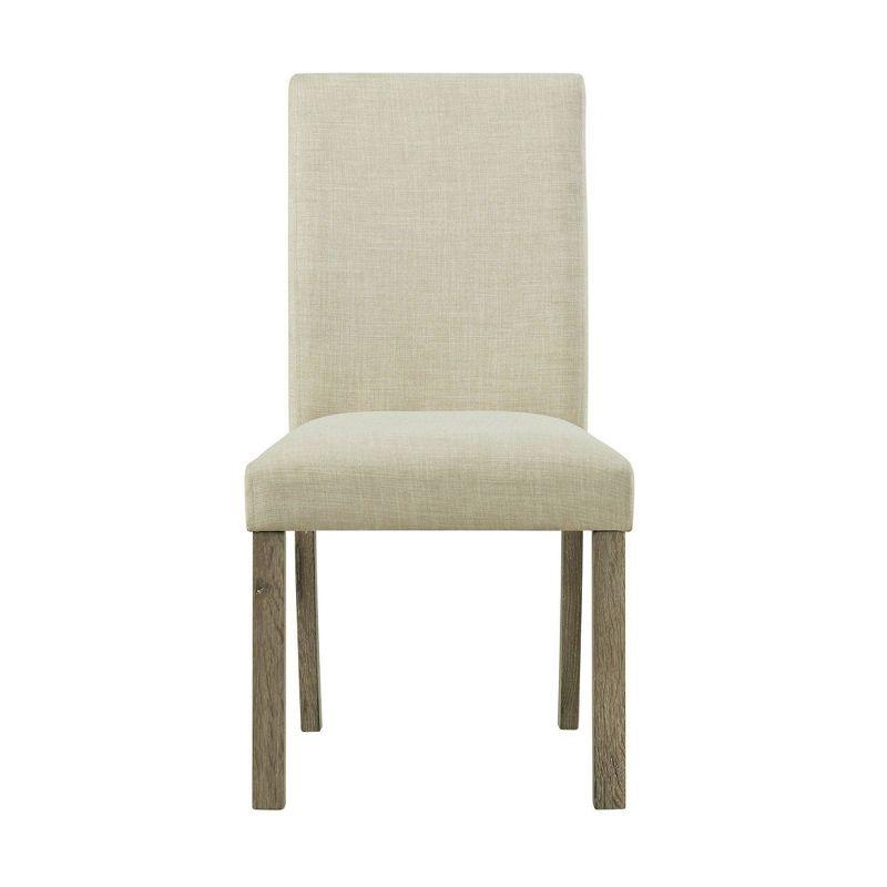 Turner Upholstered Side Chair Set Natural: Linen Fabric, Foam Cushion, Armless - Picket House Furnishings