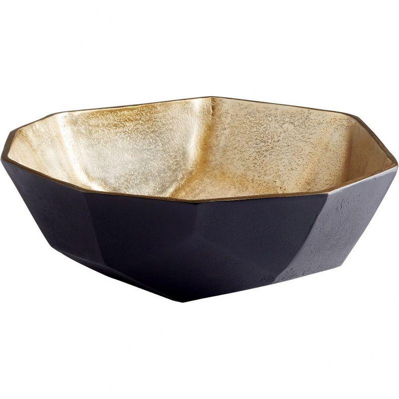 Radia 12" Black and Gold Aluminum Decorative Bowl