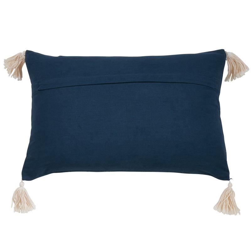 Saro Lifestyle Tri-Line Frayed  Decorative Pillow Cover