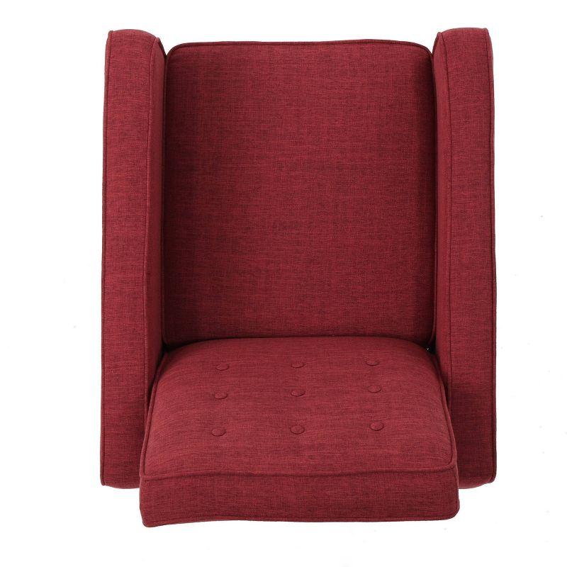 Mid-Century Tufted Back Red Microfiber Recliner Chair