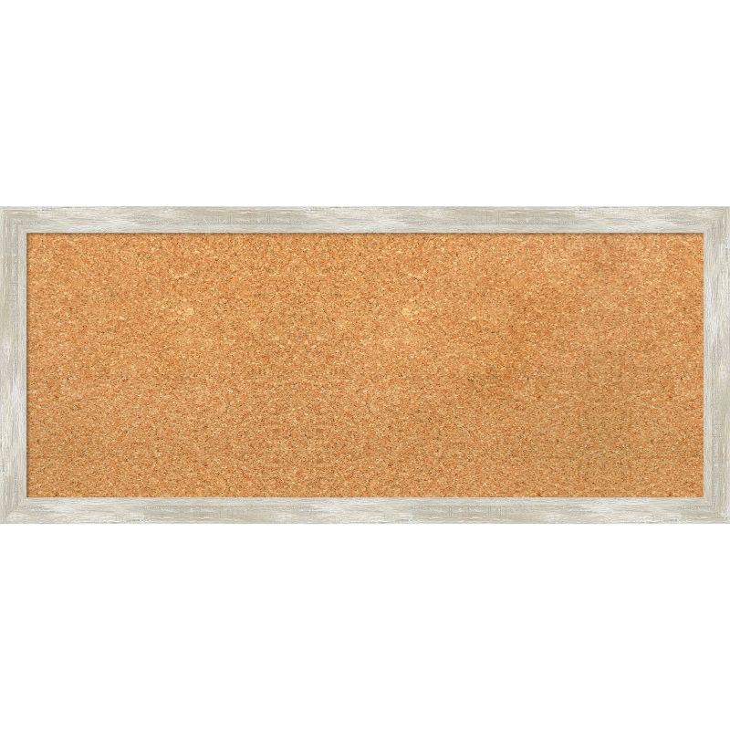 Amanti Art Natural Cork Board Framed Crackled Metallic Narrow Bulletin Board 32 in. x 14 in.