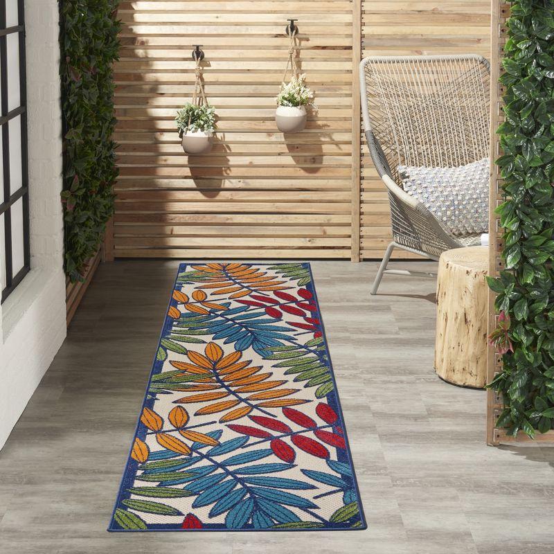 Nourison Aloha Floral Leaf Flatweave High-Low Indoor Outdoor Runner Rug Multicolor 2'3" x 10'