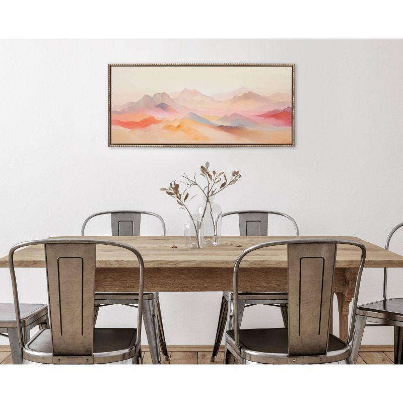 Kate & Laurel All Things Decor 18"x40" Sylvie Beaded Soft Pastel Mountain Abstract Framed Canvas by The Creative Bunch Studio Gold