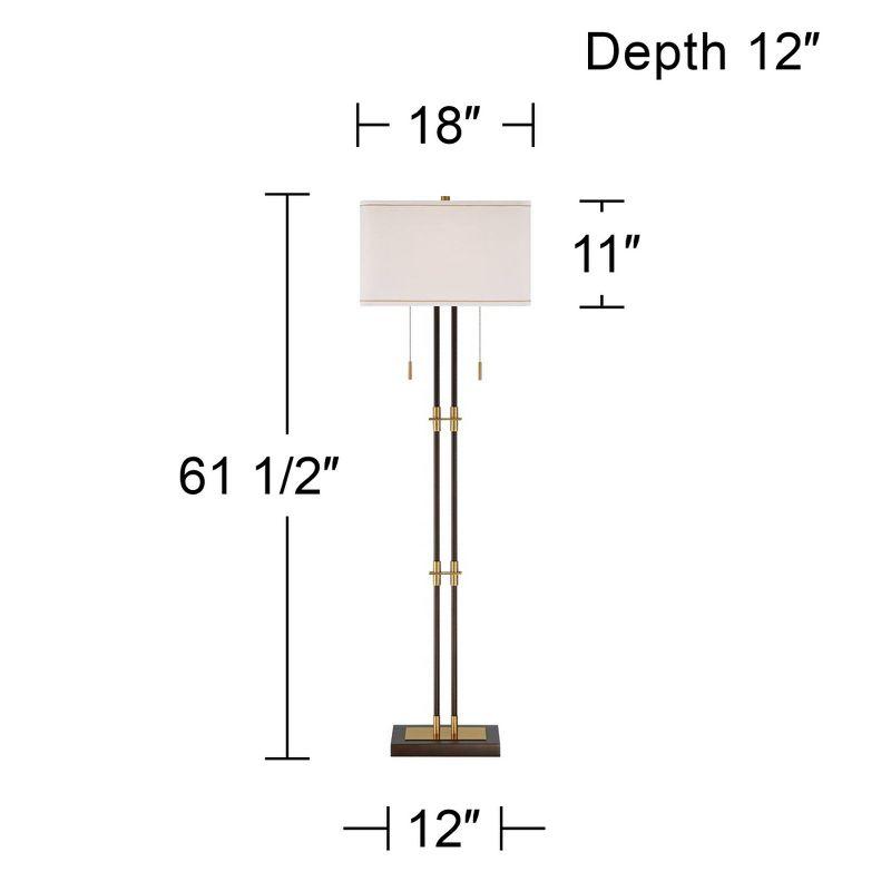 Possini Euro Design Nevada Modern 61 1/2" Tall Standing Floor Lamp Skinny Pole Pull Chain Brown Gold Metal Oil Rubbed Bronze Finish Living Room