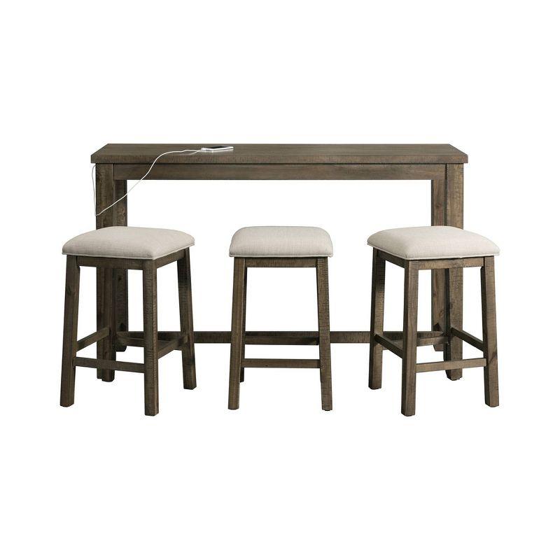 Gray Transitional Rectangular Pub Table Set with 4 Chairs