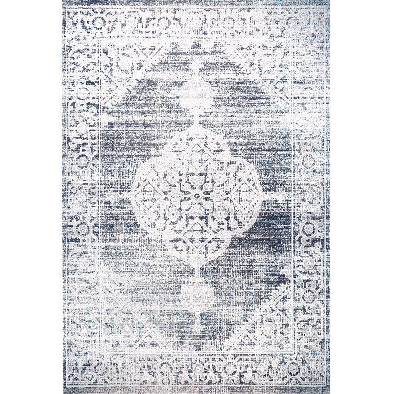 Sofia Magnolia 5'3" x 7'2" Outdoor Patio Rug Navy Blue - Nicole Miller