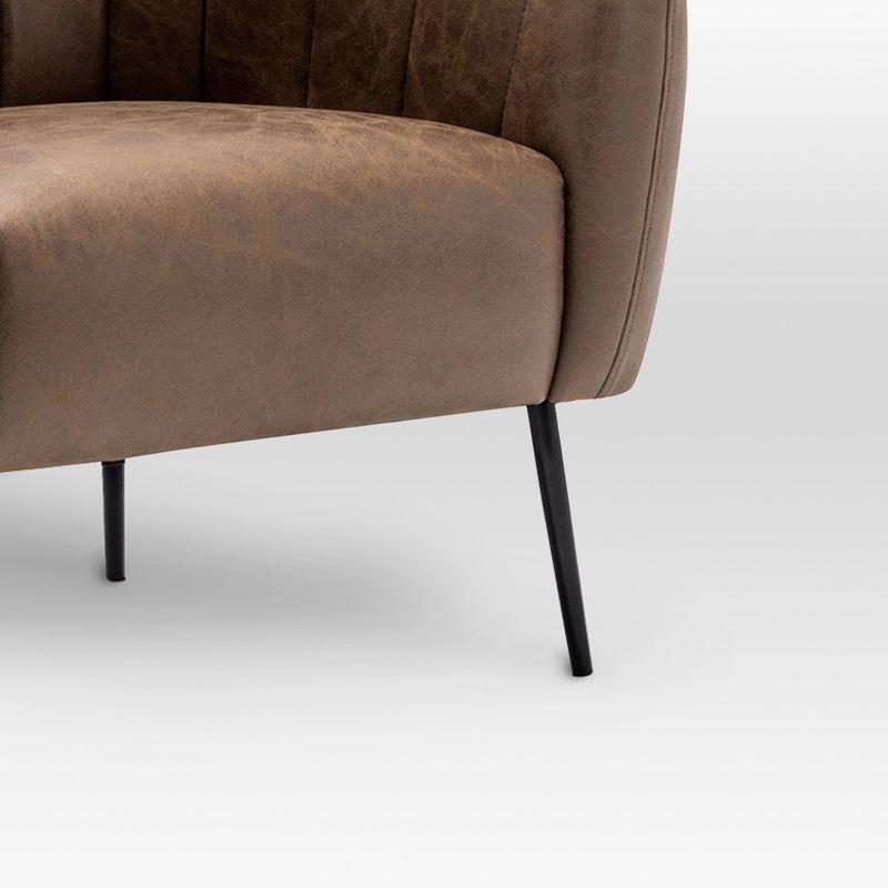 eLuxury Sawyer Channel Living Room Chair, Brown Faux Leather
