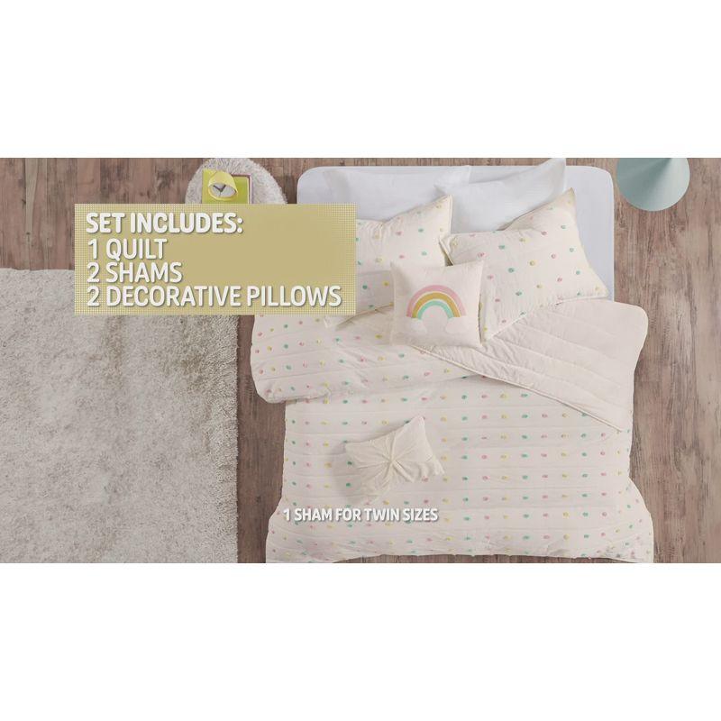 Cozy Cotton Twin Pom Pom Kids' Quilt Set in White