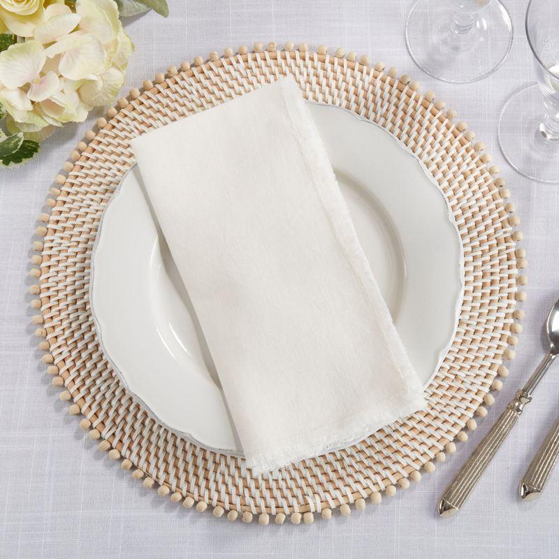 Saro Lifestyle Fringed Design Stone Washed Napkins