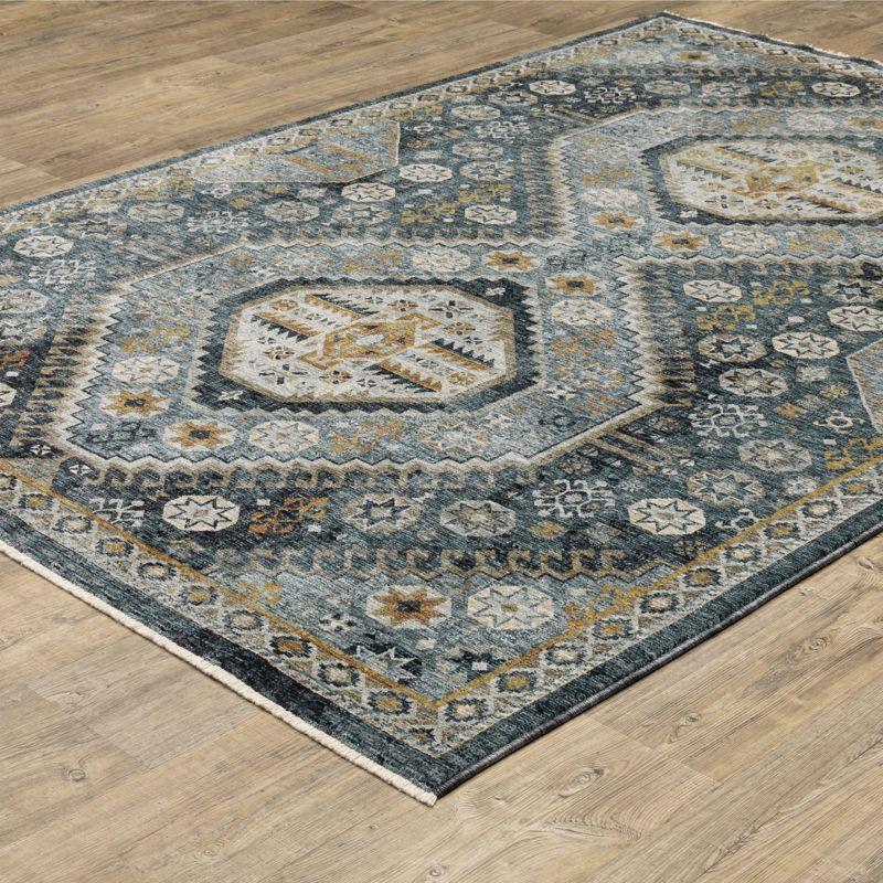Oriental Weavers Aberdeen 7150B Blue/ Gold Indoor Area Rug - 5'3" x 7'6"