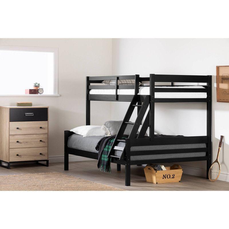 Induzy Solid Wood Kids' Bunk Beds Matte Black - South Shore: Twin Loft Bed, Unupholstered, Ages 0-9, No Box Spring Needed