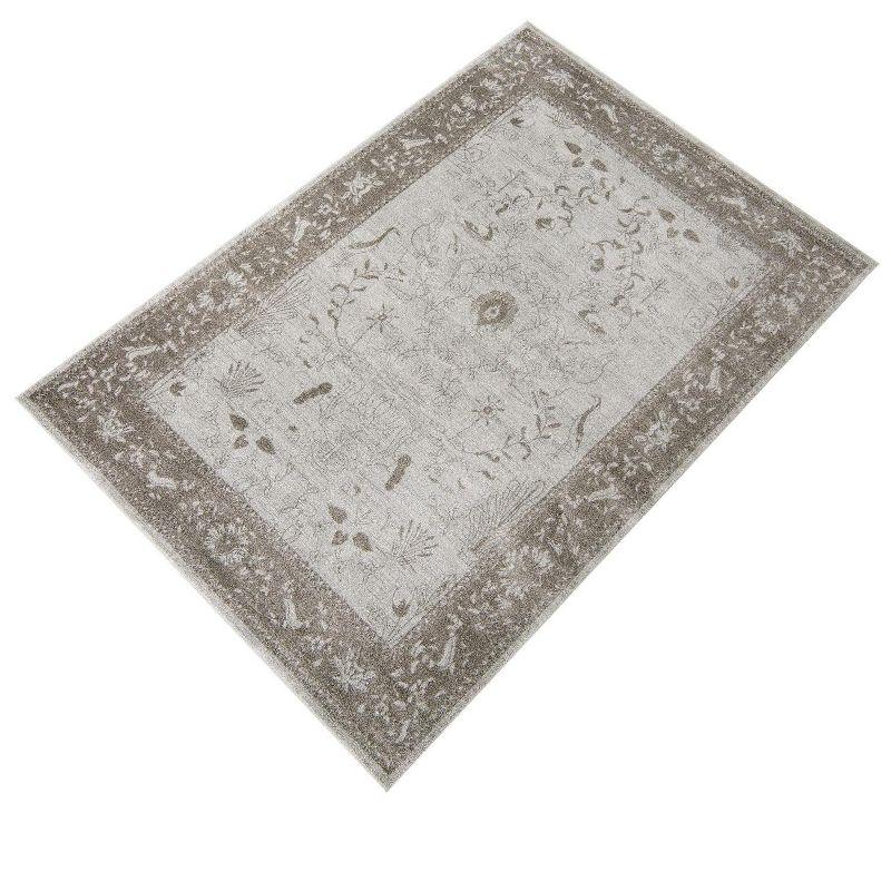 Unique Loom 5' 3 x 8' 0 Light Gray La Jolla Floral Area Rug
