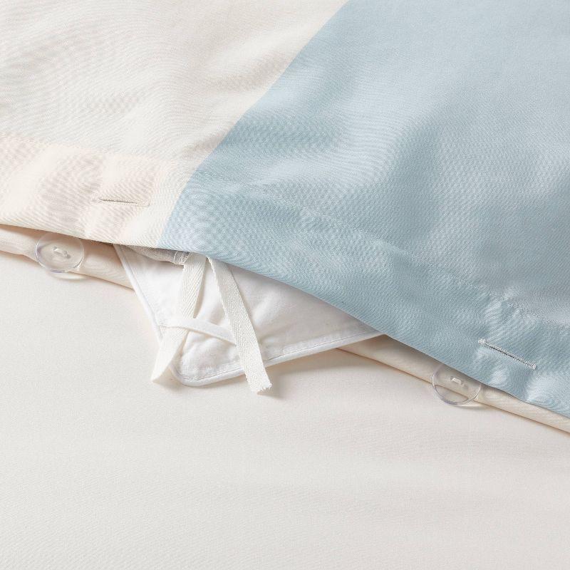 Twin/Twin Extra Long Cotton Blend Sateen Duvet Cover and Sham Set Ivory/Light Blue/Khaki Geo - Room Essentials™: 225 Thread Count
