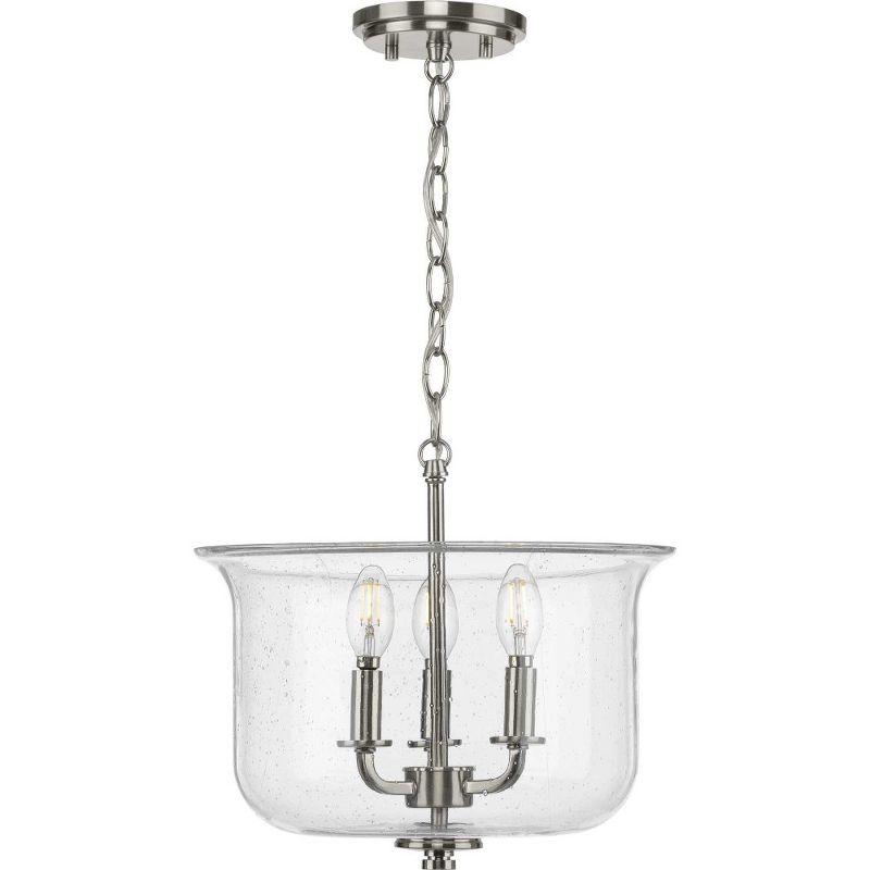 Progress Lighting Winslett 3-Light Semi-Flush Mount, Brushed Nickel, Seeded Glass Shade