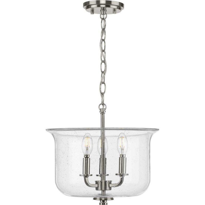 Winslett Brushed Nickel 13.75" Semi-Flush Mount with Seeded Glass Shade