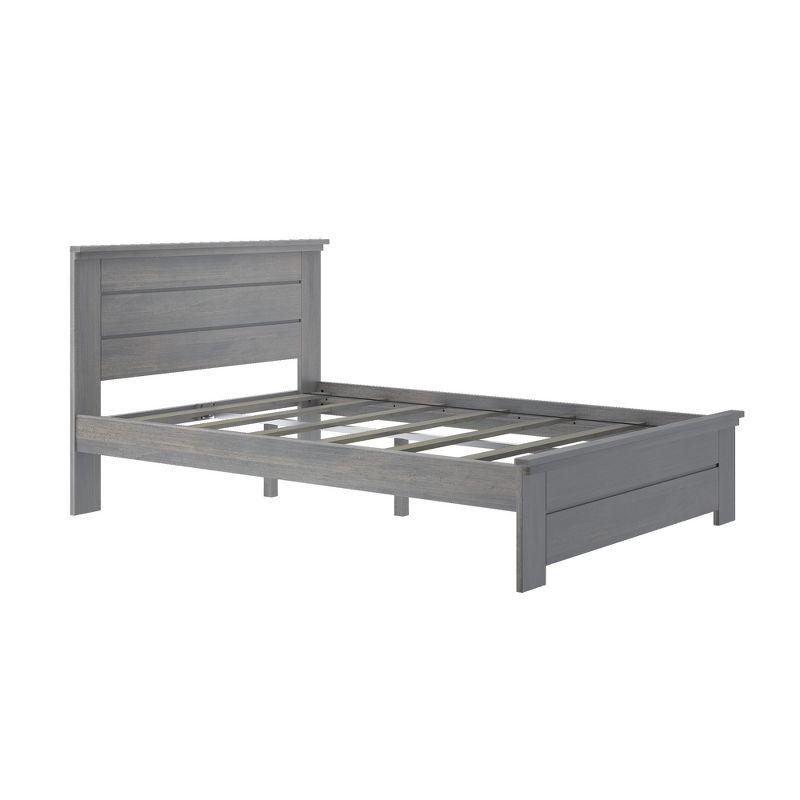 Farmhouse Gray Pine Queen Panel Bed with Headboard