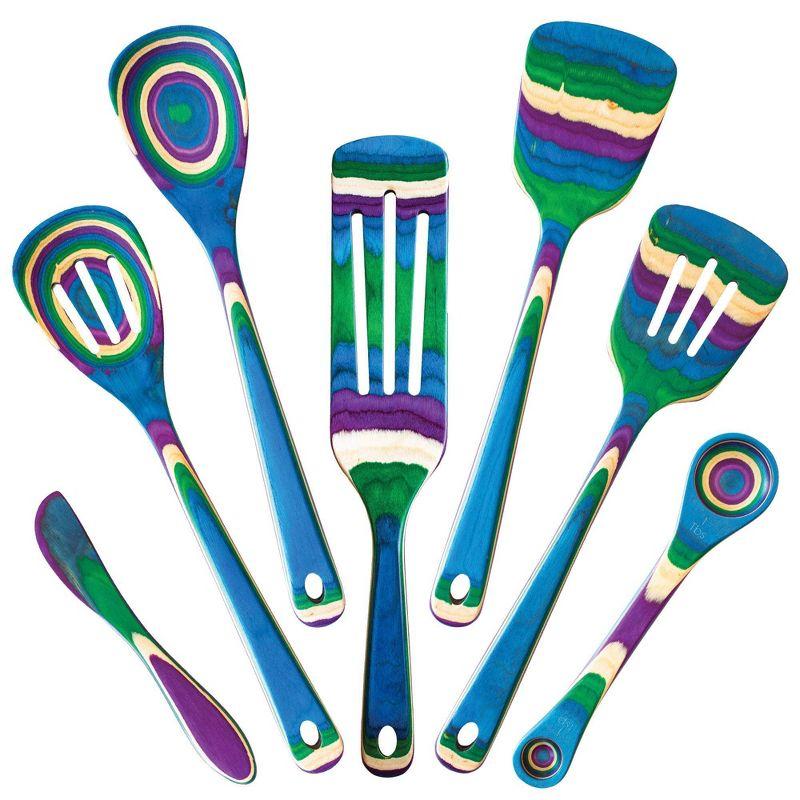 Baltique Multicolor Birch Wood 7-Piece Kitchen Utensil Set