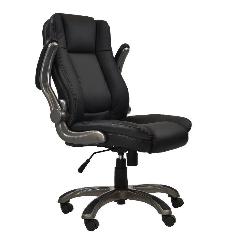 Medium Back Manager Chair with Flip-up Black - Techni Mobili: Stitched Techniflex, Built-in Support, 5-Star Base