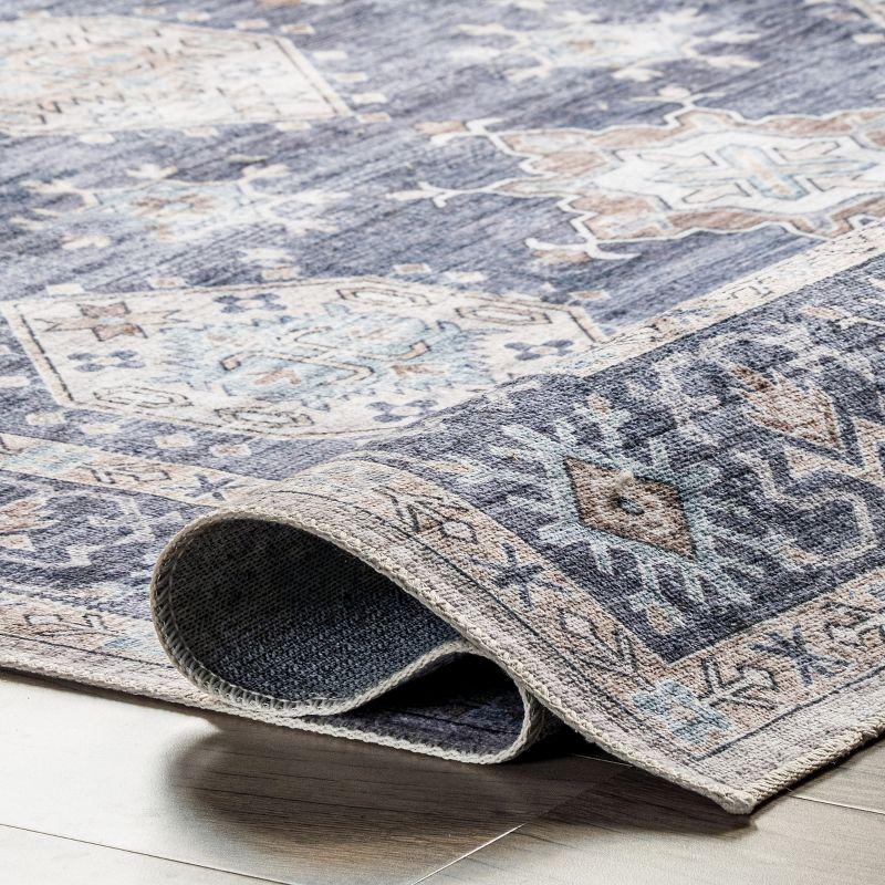 Nuloom Finley Medallion 5x8 Machine Washable Indoor Area Rug for Living Room Bedroom Dining Room Kitchen, Blue/Grey