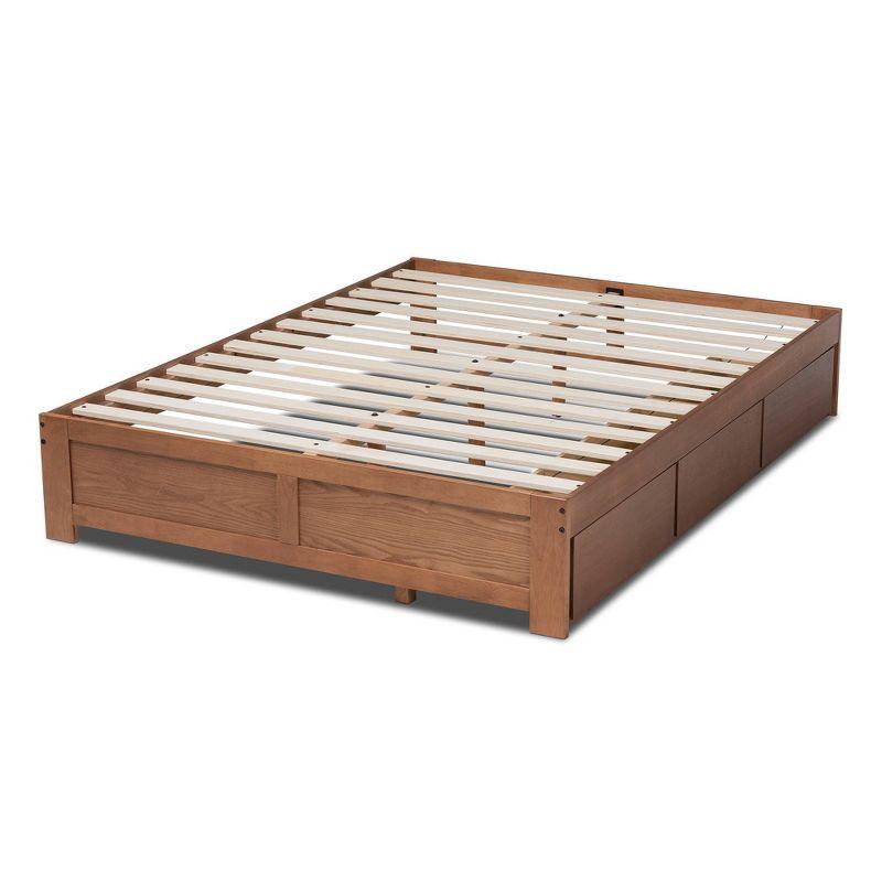 Candice Walnut Queen Platform Bed with 3 Storage Drawers