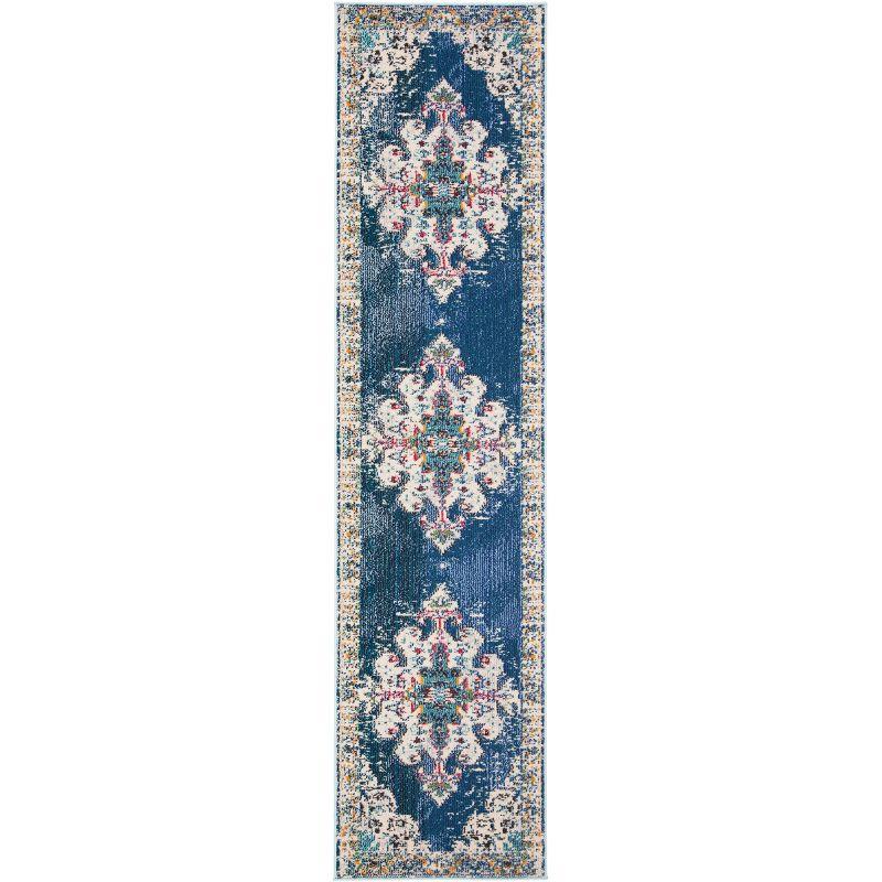 Madison MAD452 Power Loomed Indoor Runner Rug - Navy/Grey - 2'2"x6' - Safavieh