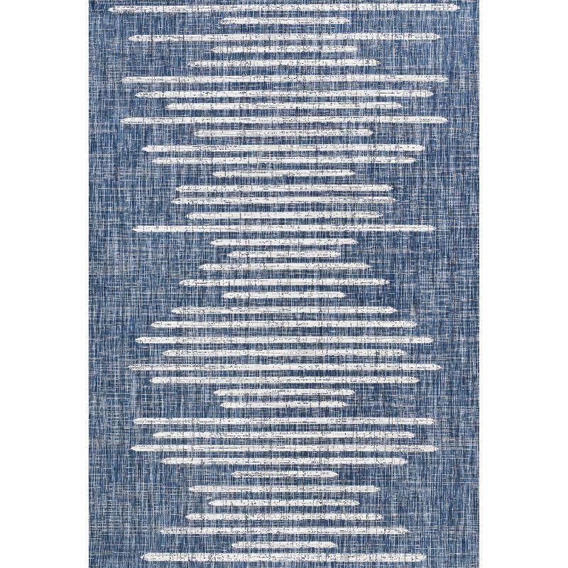 Grundy Berber Stripe Geometric Blue/Ivory Indoor/Outdoor Rug