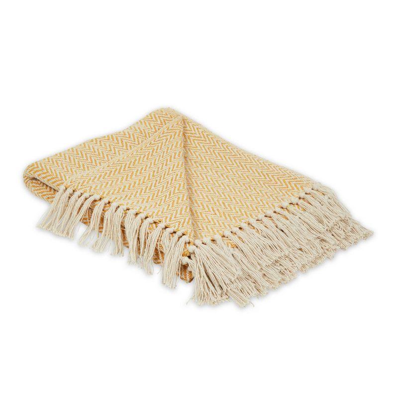 Honey Gold Handloom Chevron Cotton Throw Blanket