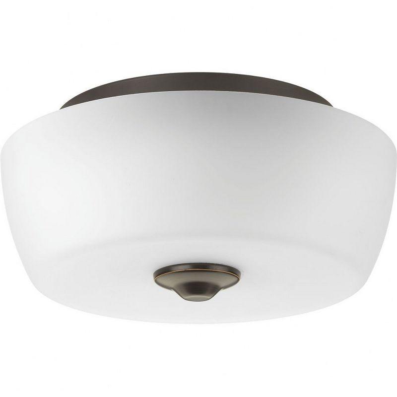 Progress Lighting Leap 2-Light Flush Mount, Brushed Nickel, Etched Glass Shade