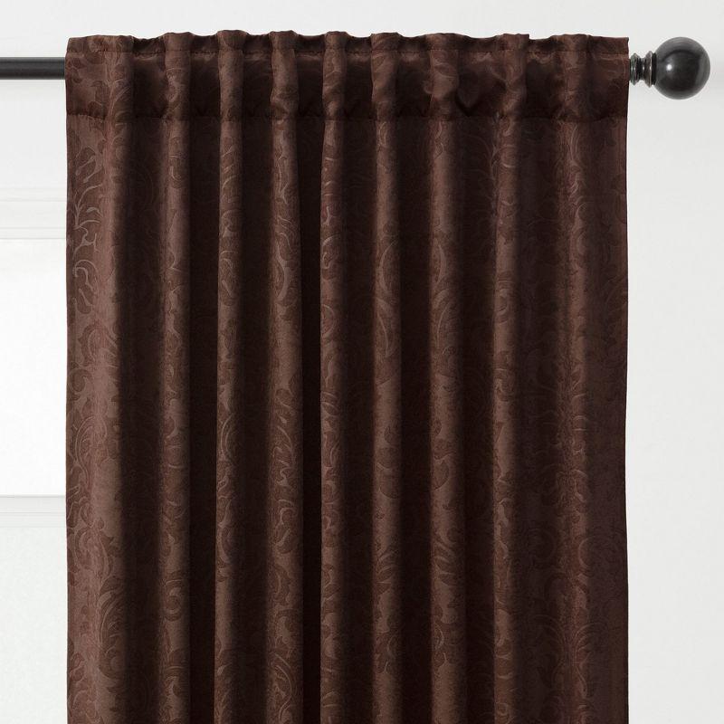 Chanasya 2pk Embossed Damask Room Darkening Window Curtain Panels - Set of 2 - 52 x 108 Inches Long - Mink