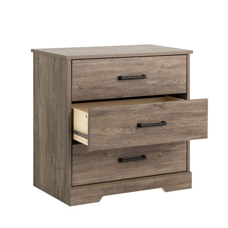 Prepac Rustic Ridge Farmhouse Bedside Nightstand with 3 Drawers Brown