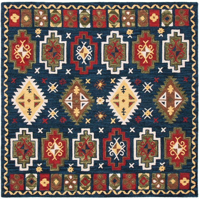 Heritage HG353 Hand Tufted Area Rug - Navy/Red - 6'x6' - Safavieh.