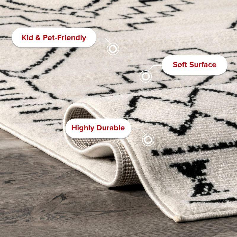 Nuloom 7x9 Noa Triabl Moroccan Indoor Area Rug, Black, Bohemian Design, Stain Resistant, BedroomLiving Room, Kitchen,