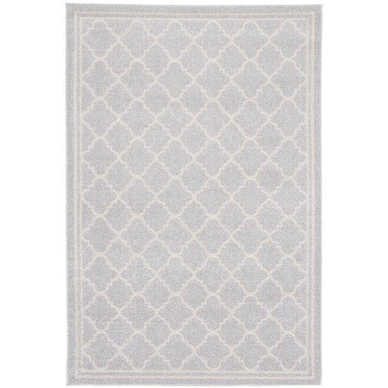 Geometric Beige & Light Grey Easy-Care Rectangular Rug, 5' x 8'