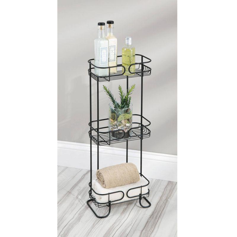 iDESIGN Neo Steel Freestanding Three Tier Storage Shelf Matte Black: Under Sink Organizer, Metal Utility Rack