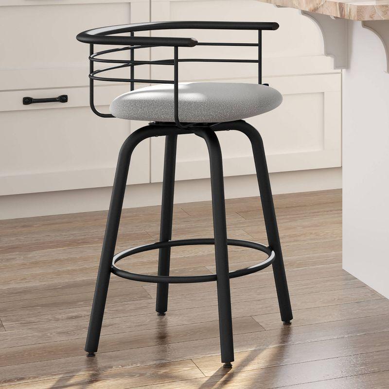 Amisco Turbo Upholstered Counter Height Barstool Gray/Black: 26" Seat, Steel Frame, Polyester Textile, Spot Clean