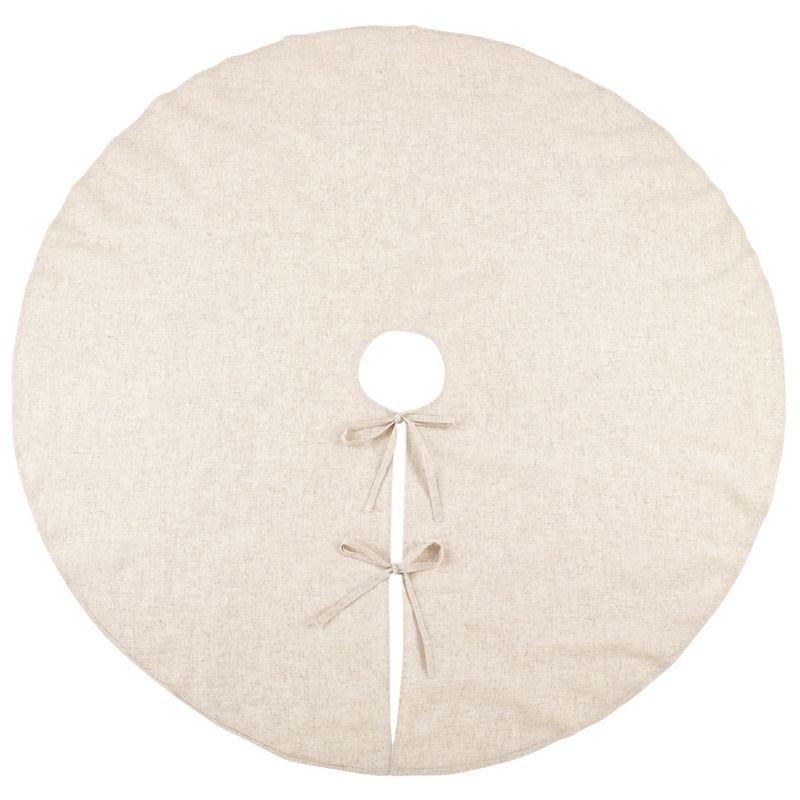 Saro Lifestyle Linen Blend Holiday Christmas Tree Skirt, Natural, 56" Round