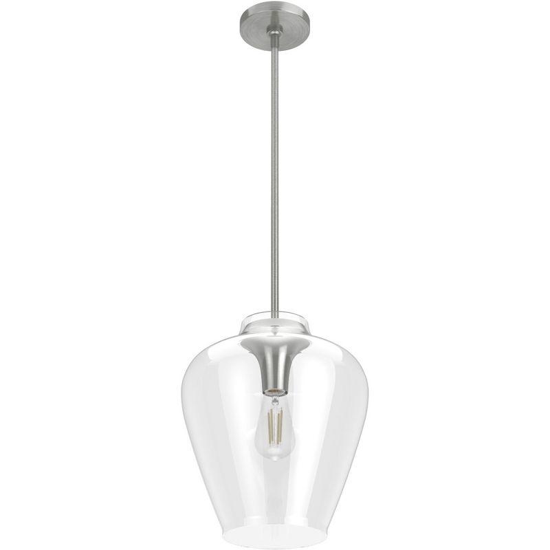 Hunter Fan 1-Light Vidria Pendant Brushed Nickel: Modern Glass Ceiling Fixture, UL Listed, Adjustable Height