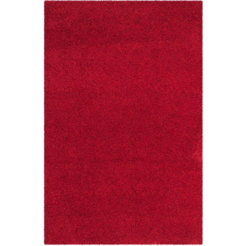 Cozy Crimson Shag 4' x 6' Rectangular Synthetic Area Rug