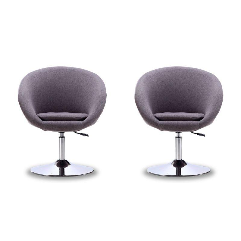 Grey Faux Leather Swivel Chair with Polished Chrome Base