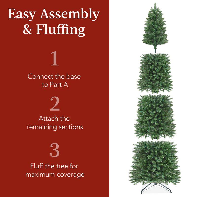 Best Choice Products Unlit Pencil Christmas Tree, Spruce Style Holiday Décor w/ Metal Base