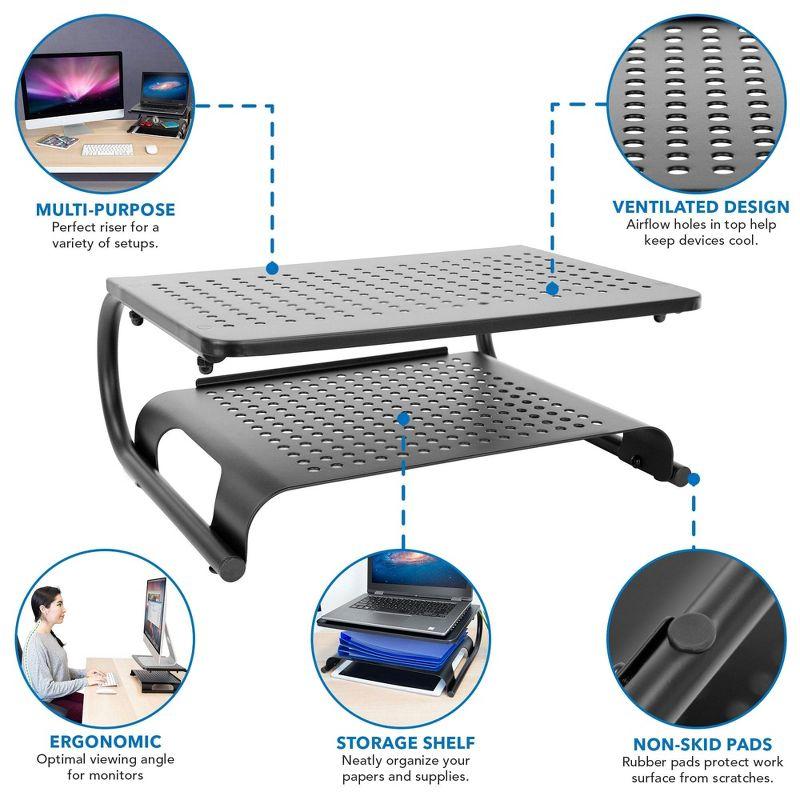 Mount-It! 2 Tier Desk Organizer Riser | Computer Monitor Stand with Keyboard Storage Shelf for Desktops, Laptops, Printers, Home Office Space Saver