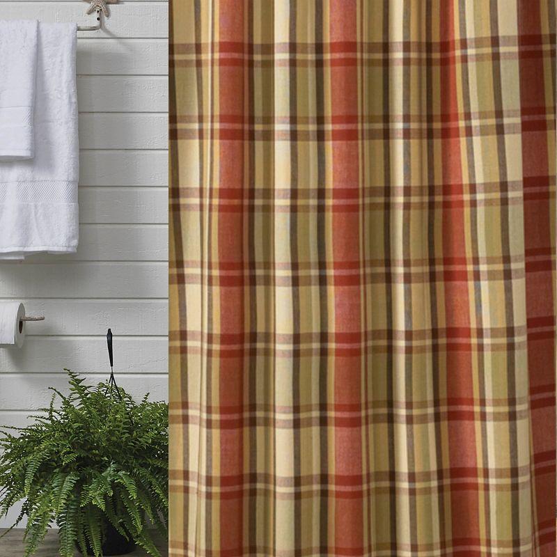 Heartfelt Plaid Fabric Shower Curtain with Liner