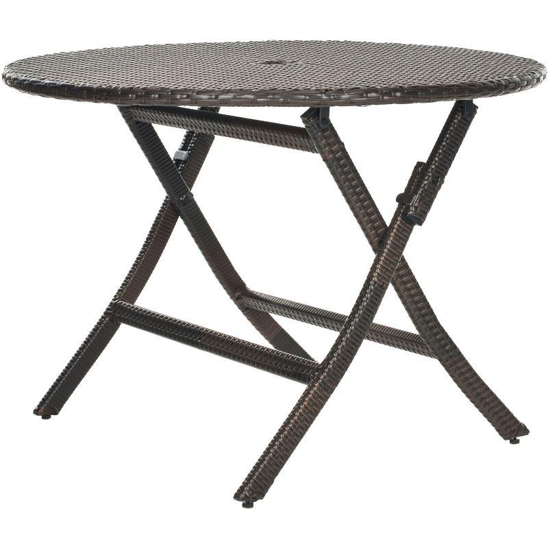 Ellis Round Patio Folding Table - Brown - Safavieh