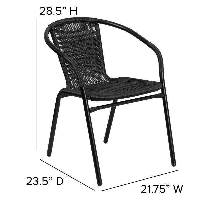 Modern Black Powder-Coated Steel Stackable Outdoor Dining Chair